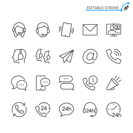 Contact line icons. Editable stroke. Pixel perfect.のイラスト素材