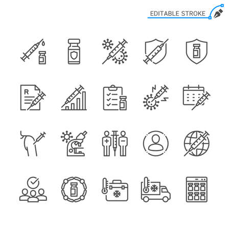 Vaccine line icons. Editable stroke. Pixel perfect.のイラスト素材