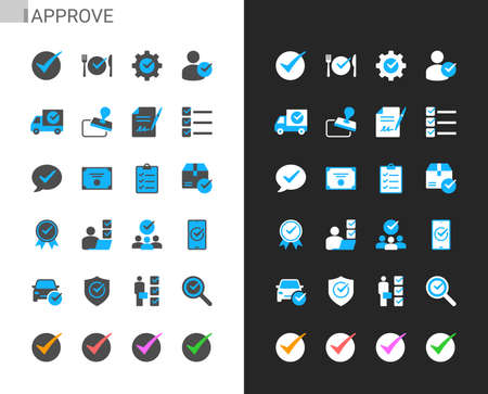 Approve icons light and dark theme. Pixel perfect.のイラスト素材