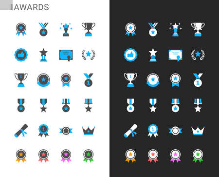 Awards icons light and dark theme. 48x48 Pixel perfect.のイラスト素材