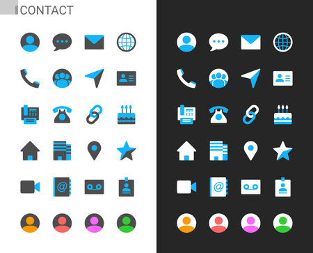 Contact icons light and dark theme. 48x48 Pixel perfect.のイラスト素材