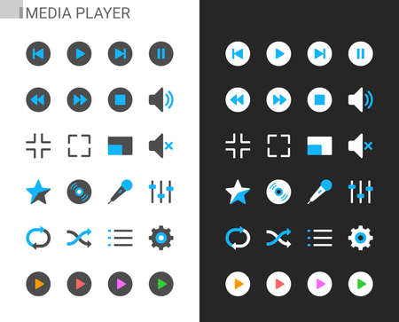 Media player icons light and dark theme. 48x48 Pixel perfect.のイラスト素材