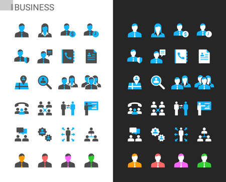 Business icons light and dark theme. Pixel perfect.のイラスト素材