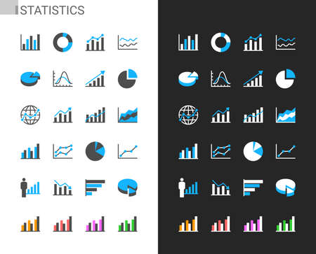 Statistics icons light and dark theme. 48x48 Pixel perfect.のイラスト素材