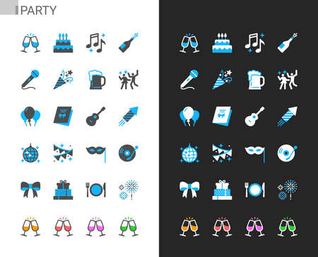 Party icons light and dark theme. 48x48 Pixel perfect.のイラスト素材