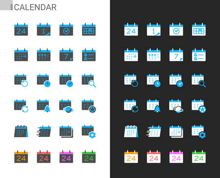 Calendar icons light and dark theme. Pixel perfect.のイラスト素材