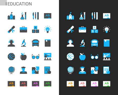 Education icons light and dark theme. 48x48 Pixel perfect.のイラスト素材