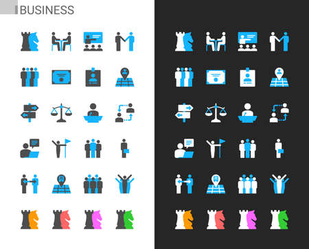 Business icons light and dark theme. Pixel perfect.のイラスト素材