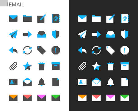 Email icons light and dark theme. 48x48 Pixel perfect.のイラスト素材