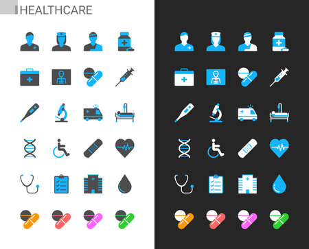 Healthcare icons light and dark theme. 48x48 Pixel perfect.のイラスト素材