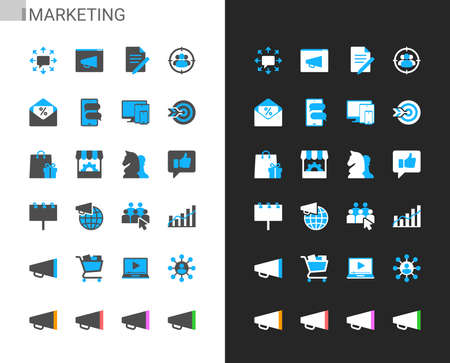 Marketing icons light and dark theme. 48x48 Pixel perfect.のイラスト素材