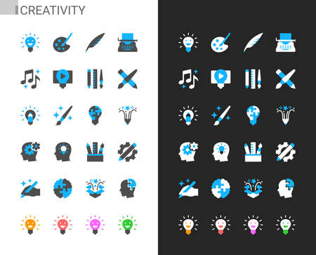 Creativity icons light and dark theme. Pixel perfect.のイラスト素材