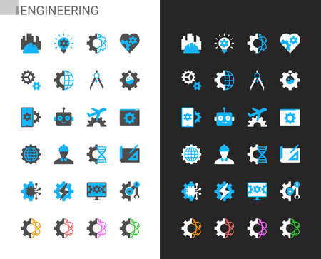 Engineering icons light and dark theme. 48x48 Pixel perfect.のイラスト素材