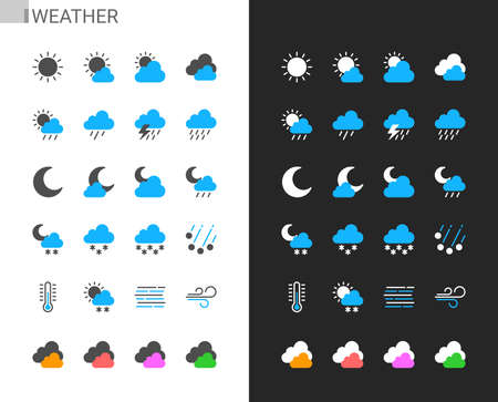 Weather icons light and dark theme. 48x48 Pixel perfect.のイラスト素材