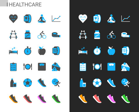 Healthcare icons light and dark theme. Pixel perfect.のイラスト素材