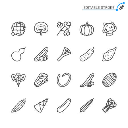 Vegetable line icons. Editable stroke. Pixel perfect.のイラスト素材