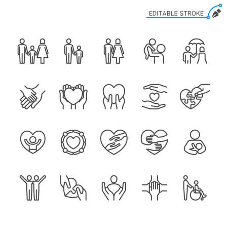 Help and care line icons. Editable stroke. Pixel perfect.のイラスト素材