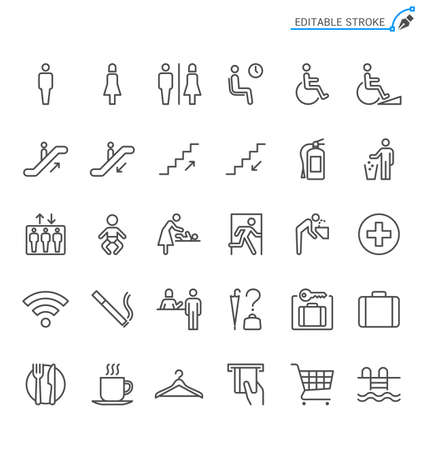 Public information line icons. Editable stroke. Pixel perfect.のイラスト素材