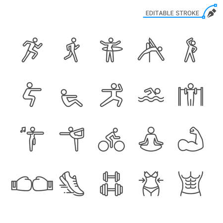 Exercising line icons. Editable stroke. Pixel perfect.のイラスト素材