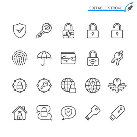 Security line icons. Editable stroke. Pixel perfect.のイラスト素材