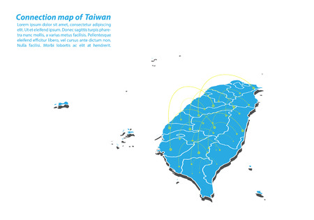 Modern of taiwan Map connections network design, Best Internet Concept of taiwan map business from concepts series, map point and line composition. Infographic map. Vector Illustration.のイラスト素材