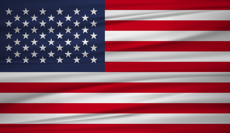United States flag vector. Vector flag of United States blowig in the wind.のイラスト素材
