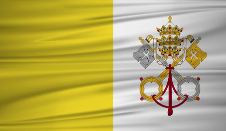 Vatican City flag vector. Vector flag of Vatican City blowig in the wind.のイラスト素材