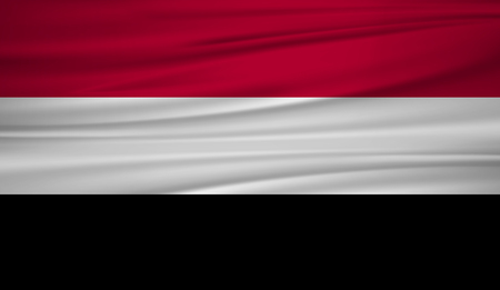 Yemen flag vector. Vector flag of Yemen blowig in the wind. EPS 10.のイラスト素材