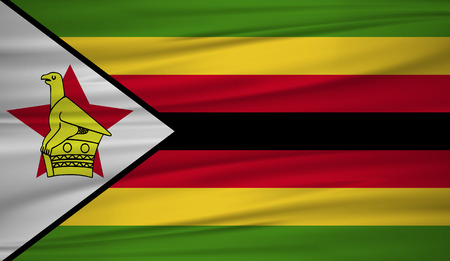 Zimbabwe flag vector. Vector flag of Zimbabwe blowig in the wind.のイラスト素材