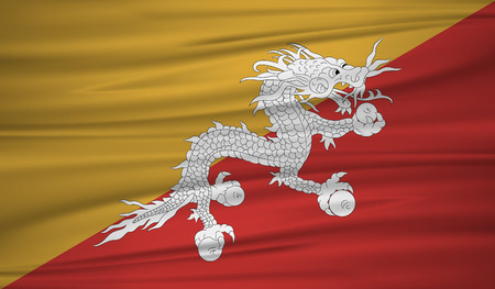 bhutan flag vector. Vector bhutan flag blowig in the wind.のイラスト素材