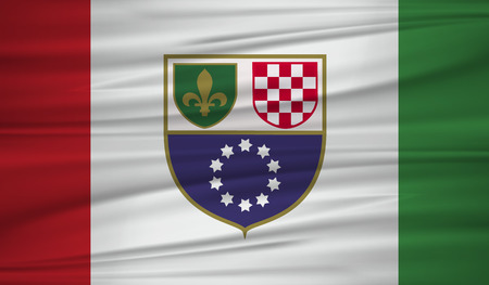 federation of Bosnia and Herzegovina flag vector. Vector federation of Bosnia and Herzegovina flag blowig in the wind.のイラスト素材