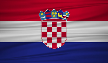 croatia flag vector. Vector flag of croatia blowig in the wind.のイラスト素材