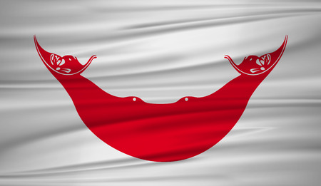 Easter Island flag vector. Vector flag of Easter Island blowig in the wind.のイラスト素材