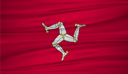 Isle of Man flag vector. Vector flag of Isle of Man blowig in the wind.のイラスト素材