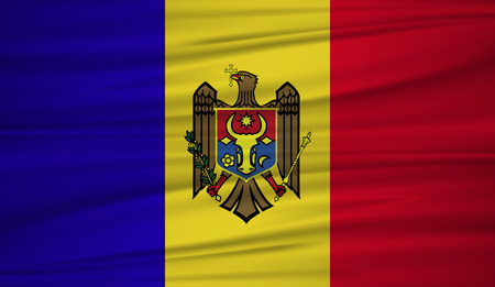 Moldova flag vector. Vector flag of Moldova blowig in the wind.のイラスト素材