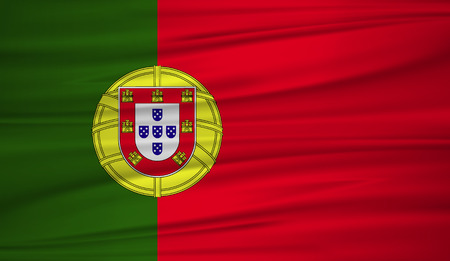 Portugal flag vector. Vector flag of Portugal blowig in the wind.のイラスト素材