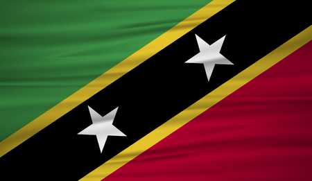 Saint Kitts and Nevis flag vector. Vector flag of Saint Kitts and Nevis  blowig in the wind.のイラスト素材
