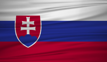 Slovakia flag vector. Vector flag of Slovakia blowig in the wind.のイラスト素材