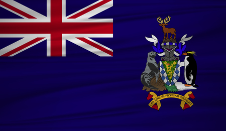 South Georgia flag vector. Vector flag of South Georgia blowig in the wind.のイラスト素材