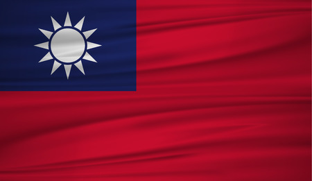 Taiwan flag vector. Vector flag of Taiwan blowig in the wind.のイラスト素材