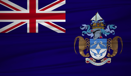 Tristan da Cunha flag vector. Vector flag of Tristan da Cunha blowig in the wind.のイラスト素材