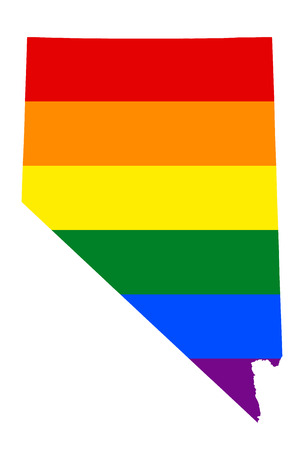 LGBT flag map of Nevada. Vector rainbow map of Nevada in colors of LGBT (lesbian, gay, bisexual, and transgender) pride flag.のイラスト素材