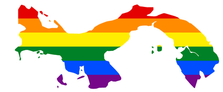 LGBT flag map of Panama. Vector rainbow map of Panama in colors of LGBT (lesbian, gay, bisexual, and transgender) pride flag.のイラスト素材