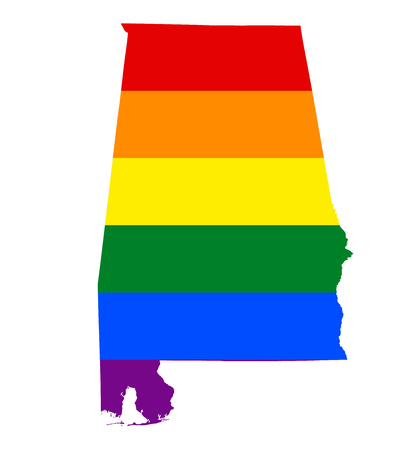 LGBT flag map of Alabamaのイラスト素材