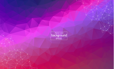 Abstract Purple Light Geometric Polygonal background molecule and communication. Connected lines with dots. Concept of the science, chemistry, biology, medicine, technology.のイラスト素材