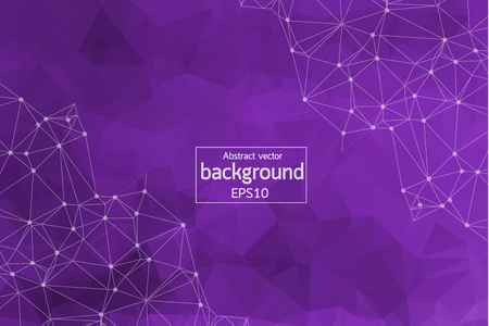 Geometric Dark Purple Polygonal background molecule and communication. Connected lines with dots. Minimalism background. Concept of the science, chemistry, biology, medicine, technology.のイラスト素材