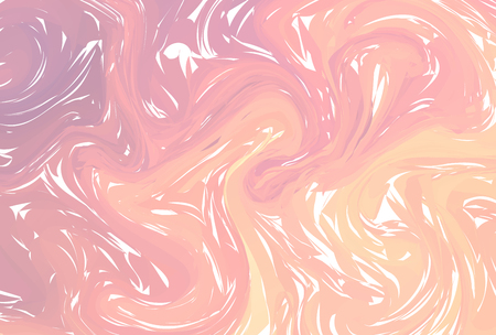 Pastel violet yellow digital marbling. Elegant marbled vector background. Liquid paint marbling backdrop. Fluid colorful shapes background.のイラスト素材