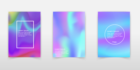 Set of Holographic Trendy Backgrounds. Can be used for Cover, Book, Print, Fashion.のイラスト素材