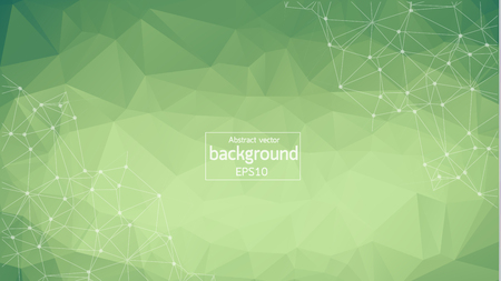 Abstract polygonal Green background with connected dots and lines, connection structure, futuristic hud background, vector illustrationのイラスト素材