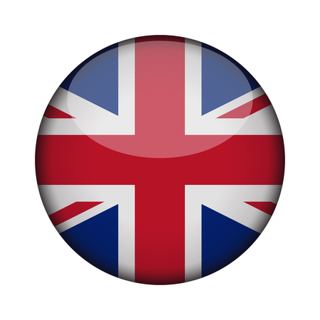 united kingdom Flag in glossy round button of icon. united kingdom emblem isolated on white background. National concept sign. Independence Day. Vector illustration.のイラスト素材
